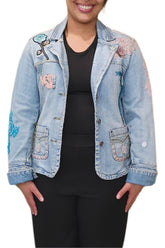 Turquoise Dragon Denim Jacket